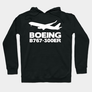 Boeing B767-300ER Silhouette Print (White) Hoodie